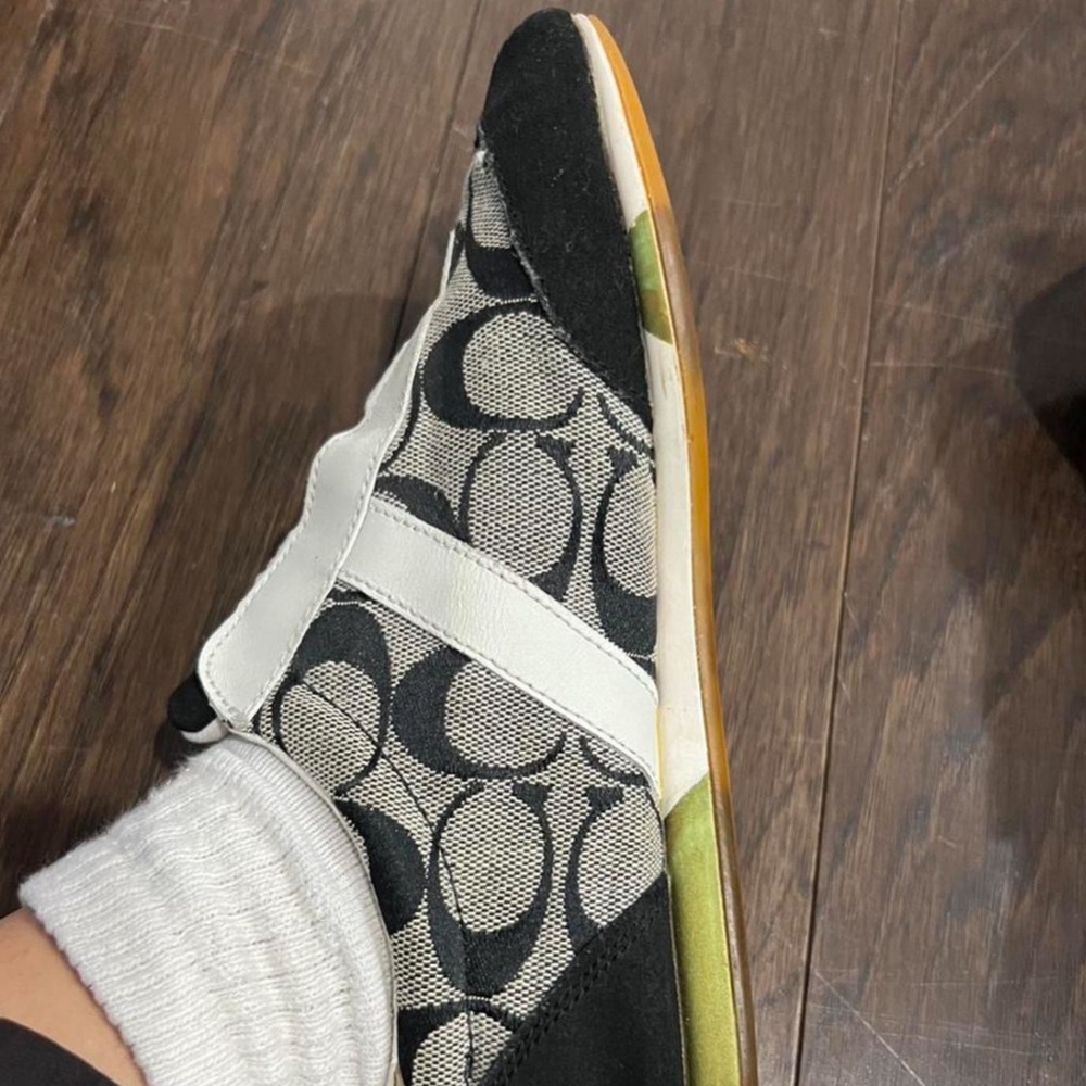 Coach Black and White Signature Logo Sneakers - Picture 2 of 6